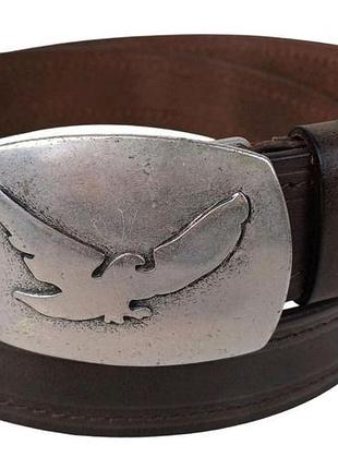 Вінтажний чоловічий шкіряний ремінь із закритою пряжкою, бляшкою vanzetti темно-коричневий