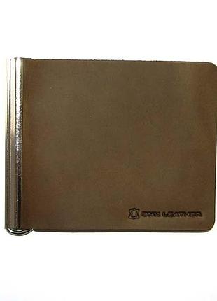 Кожаный зажим для грошей dnk leather spring+ оливковый