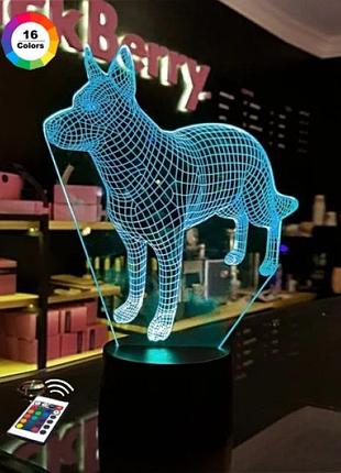 3d ночник "немецкая овчарка" (увеличенное изображение) +пульт ду+сетевой адаптер+батарейки (3ааа) 3dtoyslamp