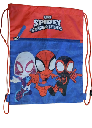 Сумка для обуви spidey and his amazing friends — детская спортивная торбинка