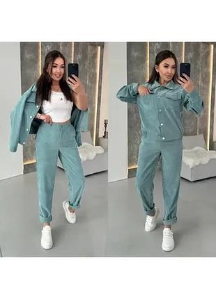 Женская костюм, модель 015, мікровельвет, олива