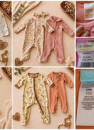 Пакет фірмових речей для дівчинки, р. 62-68 (1-6 міс) zara, h&m, next, disney 12речей
