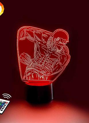 3d нічник "райнер" (волічне зображення) 16 кольорів + пульт дк 3dtoyslamp