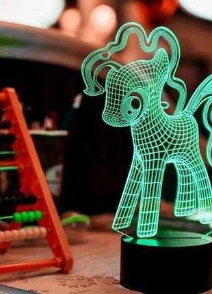 3d ночник "my little pony" (увеличенное изображение) + пульт ду +сетевой адаптер +батарейки (3ааа) 3dtoyslamp