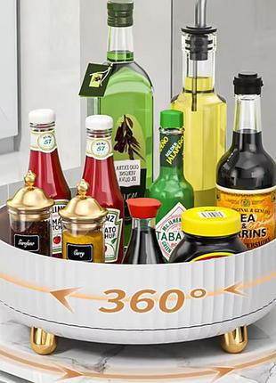 Вращающийся сервировочный поднос 360° для хранения продуктов снеков овощей фруктов закусок специй для кухни кухонного стола белый