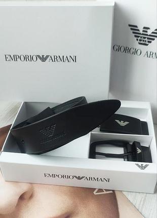 Чоловічий подарунковий набір ремінь + дві пряжки armani