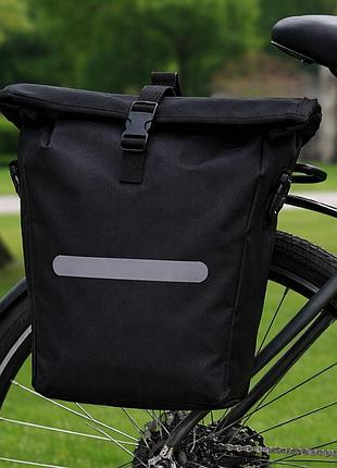 Велосипедна сумка на багажник із дощовиком 22l bikemate чорна