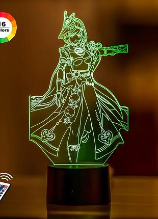 3d ночник "сара" genshin impact (увеличенное изображение)+ батарейки (3ааа) 3dtoyslamp