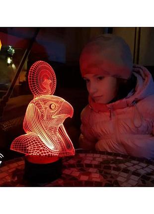 3d ночник "ра" (увеличенное изображение)+ пульт ду + сетевой адаптер + батарейки (3ааа) 3dtoyslamp