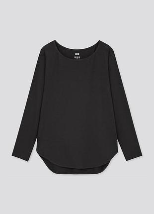 Женский черный лонгслив uniqlo airism / базовый функциональный реглан с технологией охлаждения