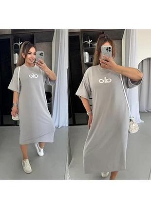 Сукня-туніка вільного крою. у стилі oversize. тканина двонитка., модель 208, сірий