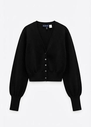 Женский черный кардиган la redoute soft grey / укороченный джемпер на пуговицах с кашемиром