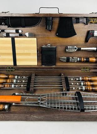 Подарочный набор для пикника шашлычник лайт кизляр ручной работы (шампура и аксессуары).