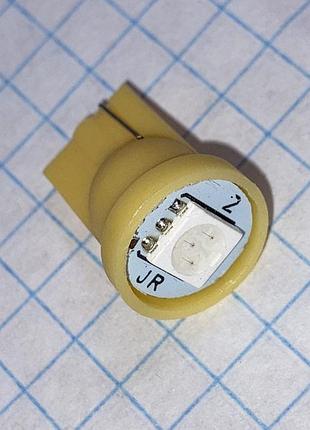 Лампа led б/ц повторители подсветка т10 желтая 12v w5w w2.1x9.5d t10 yellow 0.45w 1smd 5050 megalight