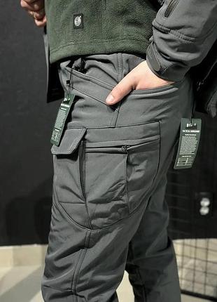 Штани утеплені на флісі софт шел soft shell сірі 7