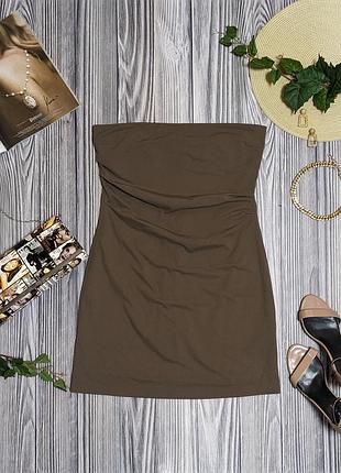 Коричнева еластична сукня zara #4847