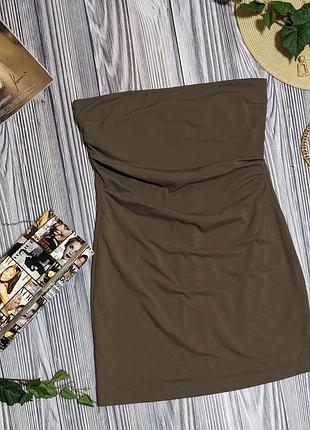 Коричнева еластична сукня zara #4847 2