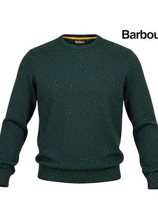 Оригинальный мужской премиальный шерстяной свитер barbour tainsbury crew neck sweater men размер s зелёный тёплый джемпер из шерсти барбур casual