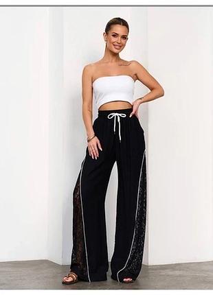 Жіноча штани, модель sv, льон котон, чорний