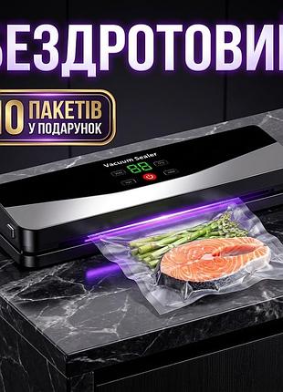 Беспроводной вакууматор для еды jfbonin c716-10 — аккумуляторный вакуумный упаковщик с дисплеем, 10 пакетов