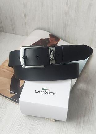 Мужской кожаный ремень lacoste + коробка в подарок!