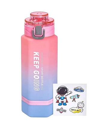 Пляшка для води keep going 650 мл з наклейками рожева hp-14-47p