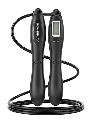 Скакалка со счетчиком powerplay 4216 jump rope черная 2.8 см.