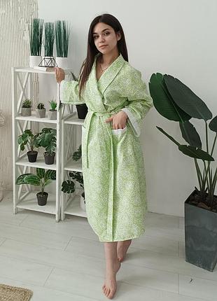 Вафельный халат luxyart кимоно размер (54-56) xl 100% хлопок (lux-114)
