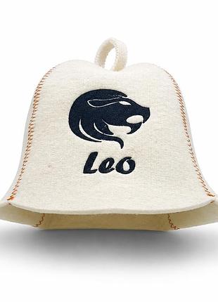 Лазнева шапка luxyart "leo" натуральна повсть біла (lx-359)