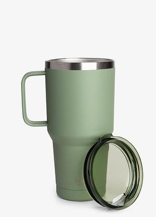 Термостакан (изолированная чашка) bohtal с ручкой из нержавеющей стали tumbler green 900 ml
