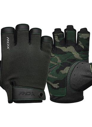 Перчатки для фитнеса rdx t2 half army green plus-xl