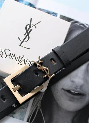 Жіночий ремінь ширина 3 см пряжка золото yves saint laurent чорний