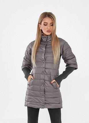 Длинная куртка с отстегивающимся рукавом, арт.205/2, темно серый