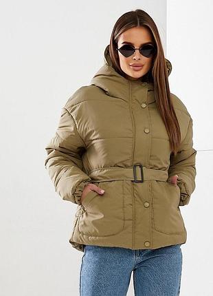 Куртка с поясом, арт. 332, оливка 9