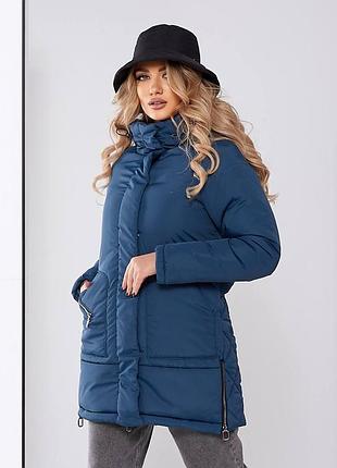 Жіноча зимова куртка з капюшоном, арт. 509, аква