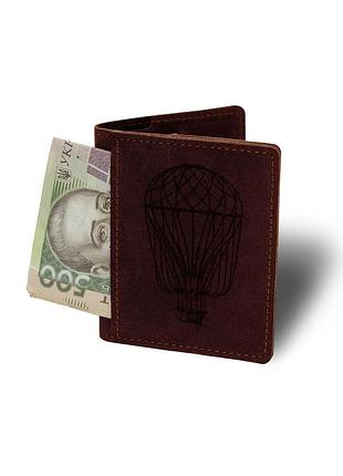 Кожаный мини кошелек-картхолдер bermud бордовый b 30-18br-15-5