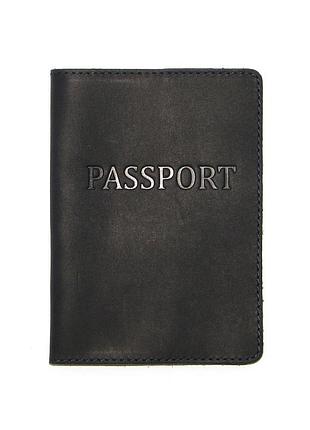 Шкіряна обкладинка на паспорт dnk leather passport-h темно-синя