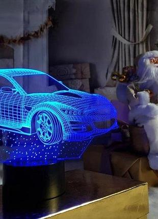 3d нічник "автомобіль 6" (волічне зображення) + пульт дк + мережевий адаптер + батарейки (3ааа) 3dtoyslamp