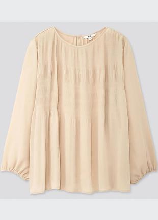 Бежевая блуза с плиссированием и оборкой uniqlo xs - s