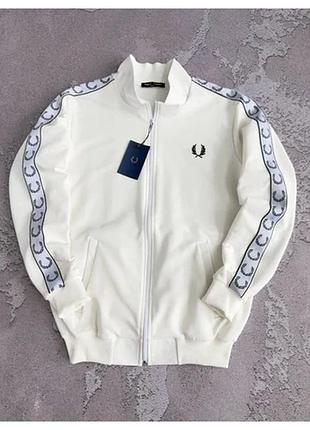 Олімпійка чоловіча fred perry з лампасами на блискавці, модель ель, молоко