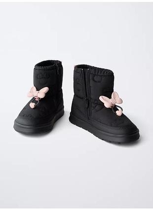 Дитячі водонепроникні чоботи zara minnie mouse (disney), р. 25