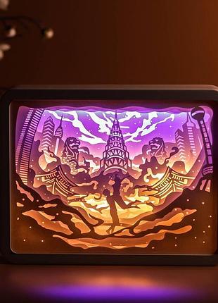 3d настільна картина-нічник "пурхлива навколо світу" 3dtoyslamp
