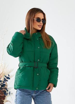 Куртка з поясом, арт. 332, зелений