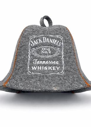 Лазнева шапка luxyart "jack daniel's" натуральний фетр сірий (xl-757)