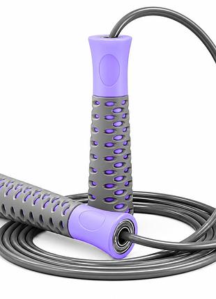 Скакалка powerplay 4206 jump rope pro+ серо-фиолетовая (2,75m.)
