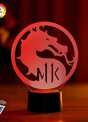 D нічник "мортал комбат" (волічне зображення) + пульт дк + мережевий адаптер + батарейки (3 ааа) 3dtoyslamp