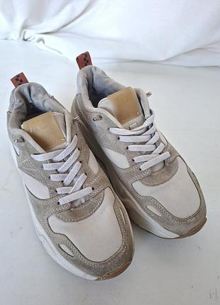 Кроссовки zara 36-37 (23см) натуральная замша демисезонная обувь светлая