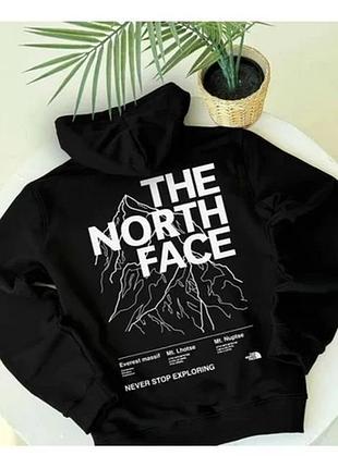 Худі чоловіче унісекс з флісом. з капюшоном. худі the north face tnf, модель ел, черный