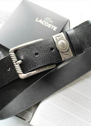 Мужской кожаный ремень lacoste +коробка в подарок!