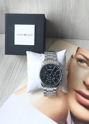 Мужские часы armani в коробке silver/black